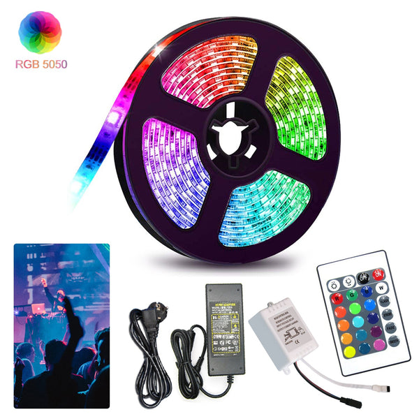 Hengda Led Strip mit 24 Tasten Fernbedienung, RGB 5050 SMD LED Streifen Selbstklebend 12V, led beleuchtung [Energieklasse F]