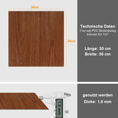 Hengda PVC Bodenbelag Selbstklebend, Vinylboden, Vinyl Laminat, 30x30cm