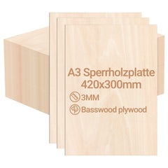 Hengda Sperrholzplatte, Sperrholz, A3/A4, 3mm, Linde holzplatte, für Modellbau, Laserschnit