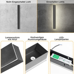 Hengda Wandlampe LED Wandleuchte Modern Wandleuchten Innen Außen Wasserdicht Ip65 Aluminium Acryl