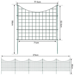 Hengda Teichzaun Gartenzaun Steckzaun, Zaunelemente metall Gitterzaun Set ür den Garten, Freigehege