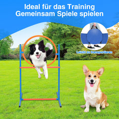 Hengda Agility Set Hunde groß, 5-teiliges Set Hundetraining zubehör Agility Hürde, Slalom, Agility Hürde, Sprungring & Hundetunnel
