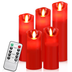 Hengda Flammenlose LED Kerzen 5er Set, Led Kerzen Flackernde Flamme, Echtwachs Kerzen mit Fernbedienung, mit Timerfunktion