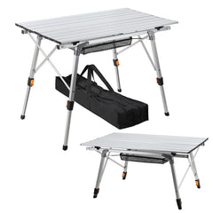 Hengda Campingtisch Klapptisch Höhenverstellbar, Campingtisch Klappbar, Camping Tisch mit Aufrollbarer Tischplatte und Tragetasche, Aluminiumrahmen
