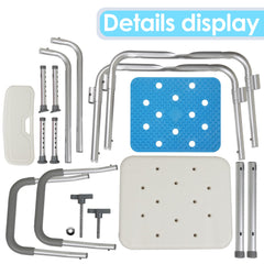 Hengda Duschhocker für Senioren Duschstuhl mit Armlehnen und Rückenlehne Badezimmerhocker bis 136kg Badhocker Höhenverstellbar Badhocker für die Dusche