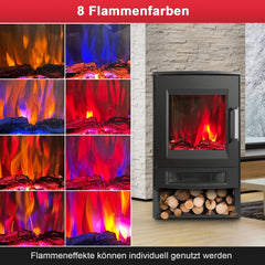 Hengda Elektrokamin mit Heizlüfter Fernbedienung, 900/1800W Elektro Kamin mit Thermostat Heizfunktion, Timer, Elektrischer Heizung LED Kaminfeuer Effekt, WiFi Fernbedienung
