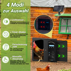 Hengda Automatische Hühnerklappe Solar, Einklemmschutz, IP65 Wasserdicht, Automatische Hühnertür