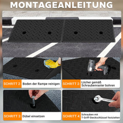 Hengda 2 Stück Auffahrrampe Gummi, Bordsteinrampe, Rollstuhlrampe 49x30x11cm