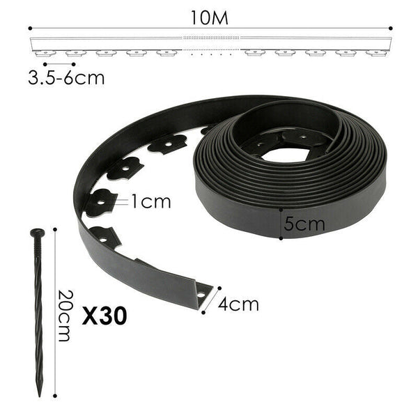 Hengda 10x Rasenkante Mähkante Beeteinfassung Rasenkantenband Kunststoff
