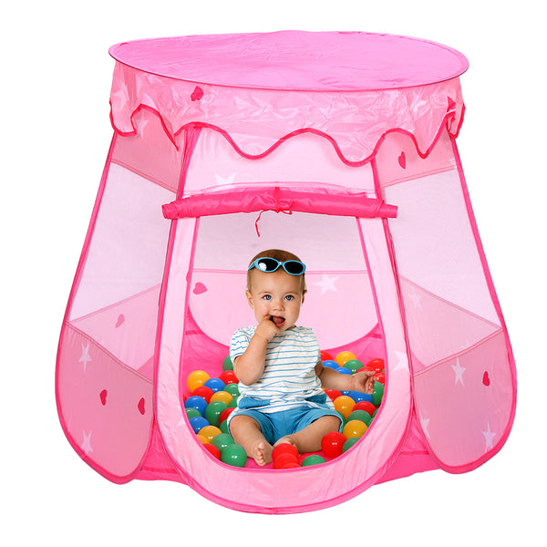 Hengda Klappbar Spielzelt Pink Kinderzelt mit 100 Bällen Marina Pop Up Faltbares Ball-Pool-Cottage