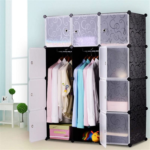 Kleiderschrank für kinder 12 Würfel Schwarz