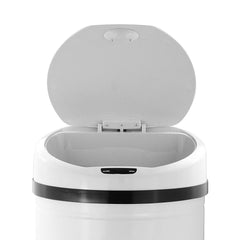 30 L Mülleimer Automatik Küche Abfalleimer IR Sensor Abfallsammler hochglanzpoliertem Edelstahl Mülltonne Oval Weiß