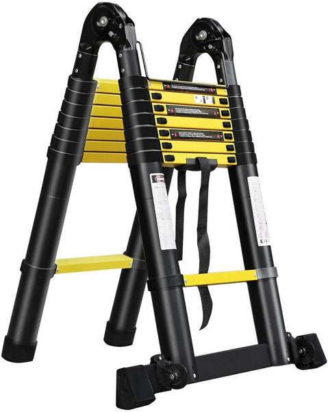 Hengda Teleskopleiter Ausziehleiter Multifunktion Klappleiter Alu Stabil bis 150kg 2.6M - 5M