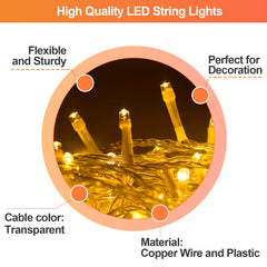 Hengda LED Lichterkette Aussen, 60m 600LEDs mit ferngesteuertem Timer, 8 Leuchtmode, IP44,Außenlichterkette Deko Beleuchtung Weihnachtsbeleuchtung für Weihnachten Halloween Hochzeit, Kaltes Weiß