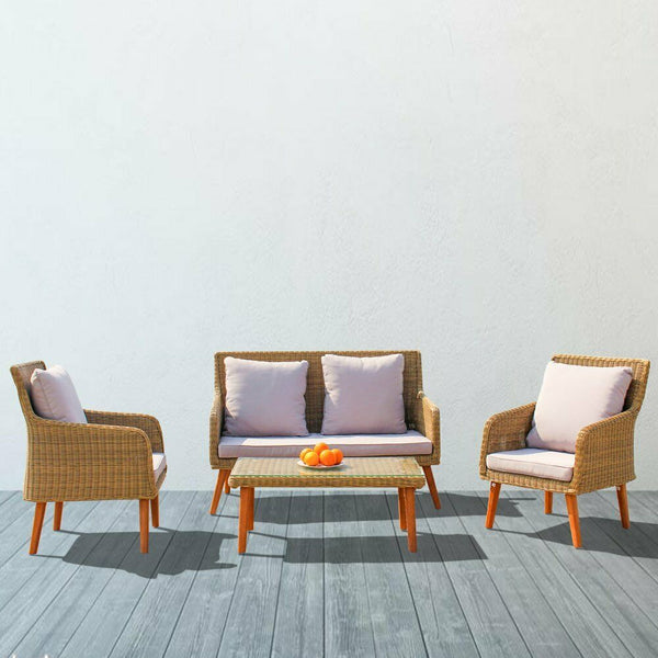 Sitzgruppe Sofa Essgruppe Sitzgarnitur Tisch Rattanmöbel Lounge Gartengarnitur