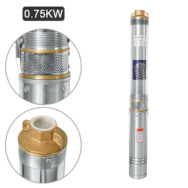 Tiefbrunnenpumpe 0.75 kW Sandverträglich Brunnenpumpe Tauchpumpe Schaltautomatik