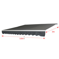 Halbe Kassettenmarkise 3.6*3M Dunkelgrau