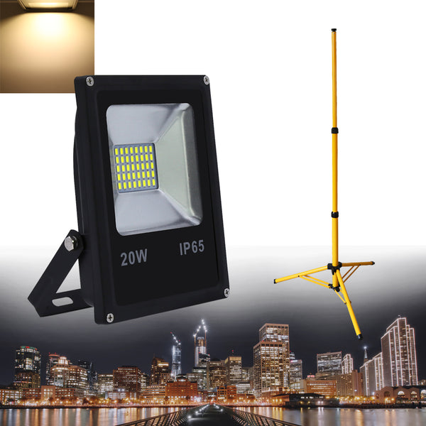 Hengda LED Fluter 20W Warmweiß Außenbeleuchtung mit Stativ