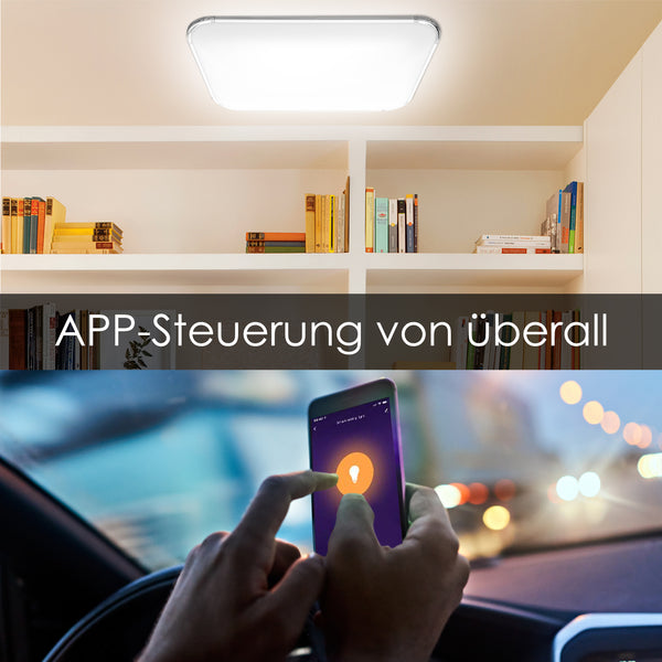 Hengda LED Deckenleuchte Dimmbar, 24W Lichtfarbe und Helligkeit Einstellbar, Hoplugge Deckenlampe mit Fernbedienung, IP44 Wasserfest für Schlafzimmer Bad Kinderzimmer Küche Büro Flur [Energieklasse A++]