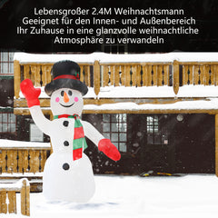 Hengda 240cm Aufblasbarer Schneemann LED Beleuchtet Weihnachtsdekoration inkl. Befestigungsmaterial