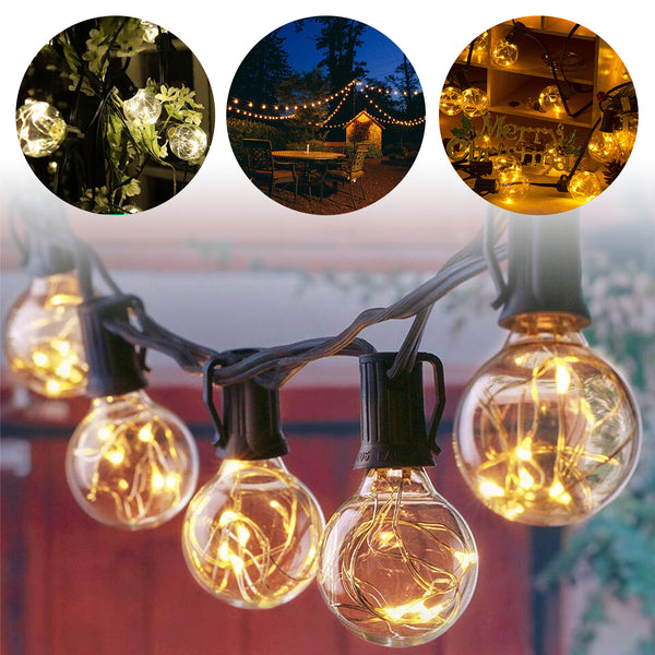 Hengda LED Lichterkette Außen 30 LEDs Glühbirnen G40 Warmweiß mit 1 Ersatzglühlampe