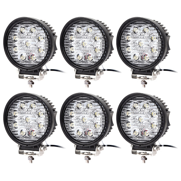 6X 27W LED Scheinwerfer Runde Arbeitsscheinwerfer Arbeitslicht mit 9 LEDs Reflektor Rückfahrscheinwerfer