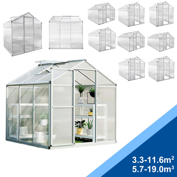 Hengda Gewächshaus Glashaus Aluminium Hof Polycarbonat Treibhaus UV beständig  3,3m²-11,6m²