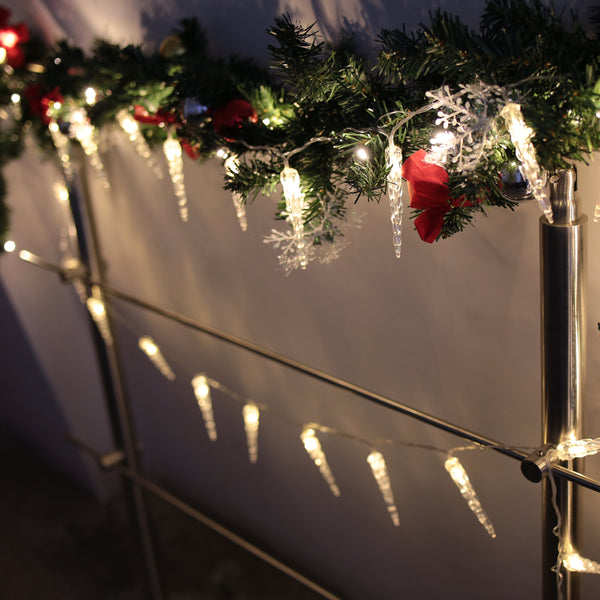 Hengda LED Eiszapfen Warmweiß 40 LED Christbauchschmuck Dekoration Lichterkette Eisregen