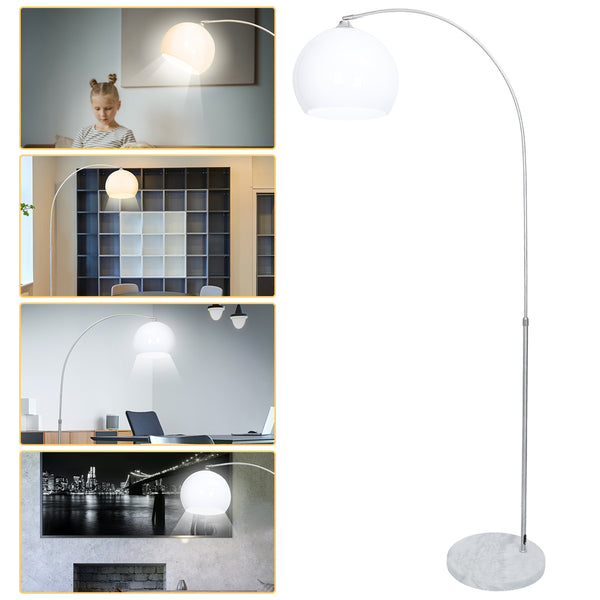 Hengda Stehlampe Retro ausziehbar Design Bogenleuchte Bogenlampe weiss Marmorfuss LED