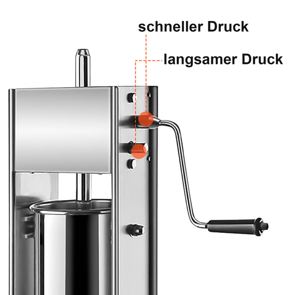 Hengda Wurstfüllmaschine Zuhause Vertikale Edelstahl Wurstfüller Füllröhrchen 3L, 5L, 7L