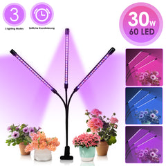 Hengda Pflanzenlampe LED, 40W oder 30W Vollspektrum Pflanzenleuchte, 4 Heads oder 3 Heads 80LEDs Grow Lampe Zimmerpflanzen Wachstumslampe