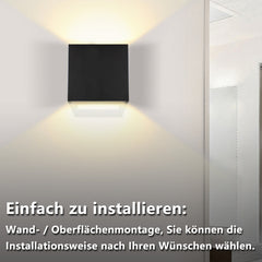 Hengda 7W LED Wandlampe Modern Eckig IP65 Warmweiß Wandleuchte