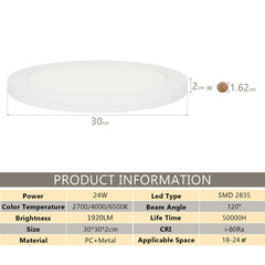 Hengda 24W LED Deckenleuchte Badlampe Wohnzimmer Deckenlampe Farbwechsel 3in1