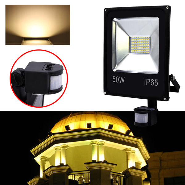 Hengda LED Fluter Außenleuchte mit Bewegungsmelder 50W Warmweiß