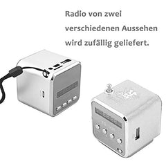 Mini Soundstation Stereo Lautsprecher FM Radio Box Line In Funktion Micro SD Kartenslot silber