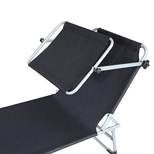 2x Schwarz Klappbar Gartenliege mit Sonnendach Sonnenliege