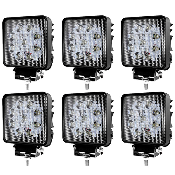 6X 27W LED Scheinwerfer Quadrat Arbeitsscheinwerfer Arbeitslicht mit 9 LEDs Reflektor Rückfahrscheinwerfer