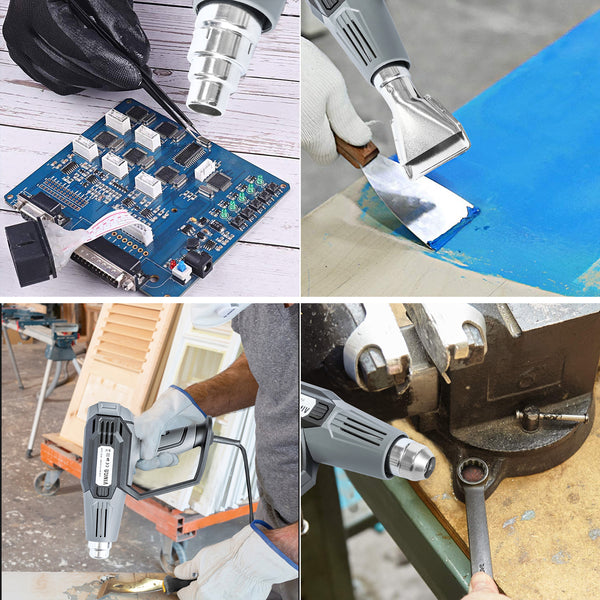 Vingo 2kW Heißluftgebläse 2 Stufen Fön Profi 4 Düse Heißluftpistole Pistole Fön Set