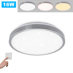 Online Shop Vingo 16W Vernickelt Runde LED Deckenleuchte mit Starlight Effekt (Weiß/Warmweiß/Farbwechsel)