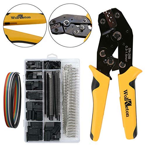 wolketon Crimpzange mit 1550PCS Männlich/Weiblich Verbindungsstecker AWG 28-18 0.1-1.0mm²