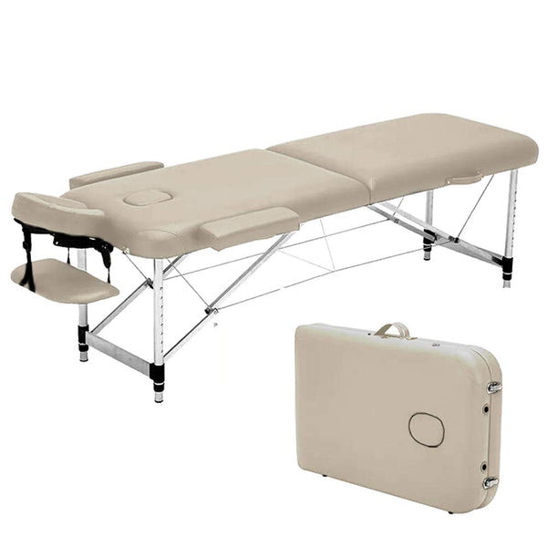 hengda-beige-tragbare-massageliege-einfache-installation-2-zonen-klappbar-mit-kopfstutze-hohenverstellbar-aluminium-fussen-5cm