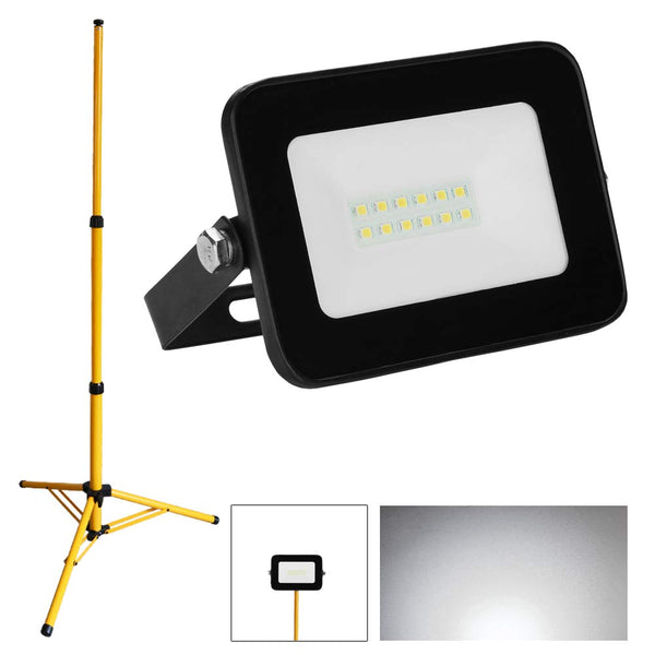 Hengda LED Fluter Strahler 10W Kaltweiß Wasserdicht mit Stativ