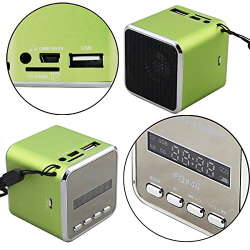 Mini Soundstation Stereo Lautsprecher Micro SD Kartenslot Grün