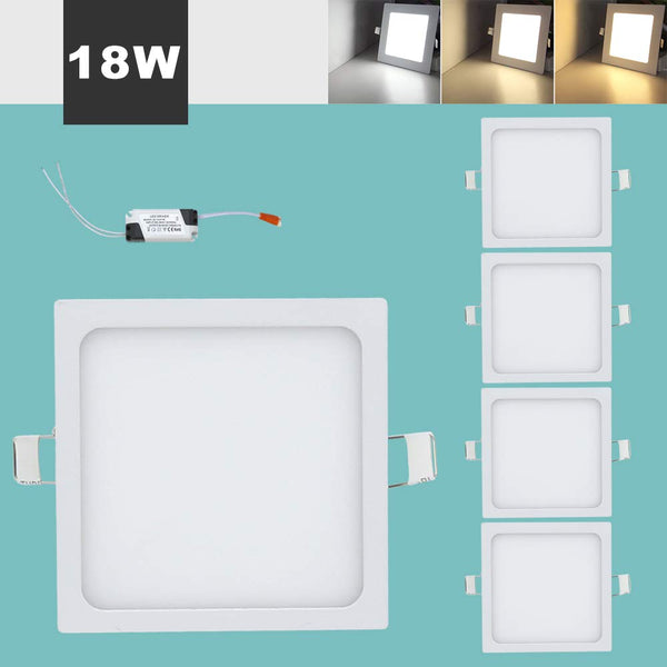 Hengda 5x 18W Eckig LED Panel Einbauleuchten 3 in 1 Farbwechsel
