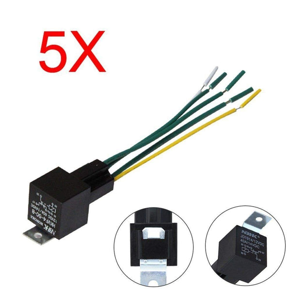 Hengda 5X 40A 12V KFZ Relais Öffner Schließer Auto Wechselrelais Schließer mit Kabelbaum