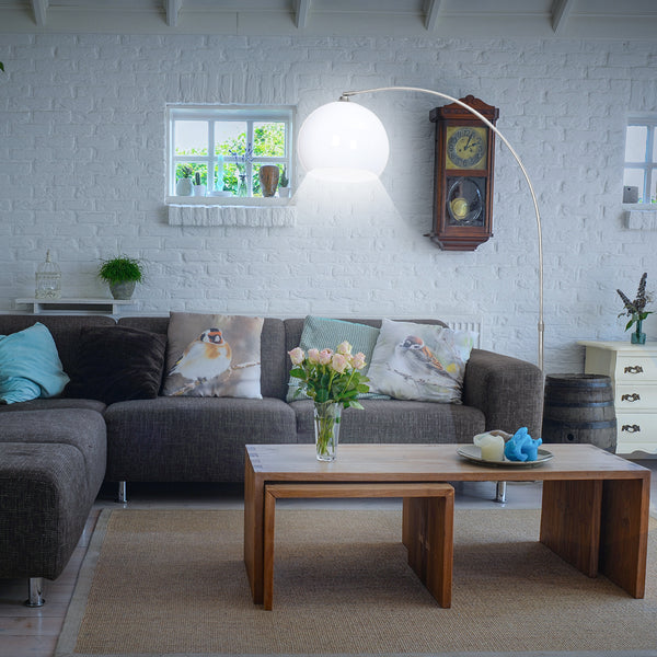 Hengda Stehlampe Retro ausziehbar Design Bogenleuchte Bogenlampe weiss Marmorfuss LED