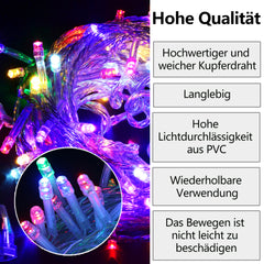 Hengda LED Lichterkette Warmweiß Kaltweiß Bunt Wasserdichte IP44 8 Modi Lichterkette für Party, Garten, Weihnachten