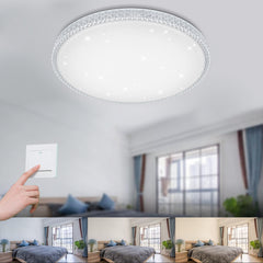 Online Shop Vingo 60W LED Deckenleuchte Rund Starlight-Design Kristall (Weiß/Warmweiß/Farbwechsel)