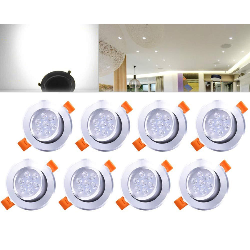 HENGDA® 8er 7W LED Spot Einbauleuchte Kaltweiß Einbau Strahler Set Decken Lampe [Energieklasse A++]