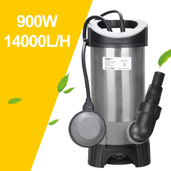 Vingo 900W Tauchpumpe Schmutzwasser Automatik und Dauerbetrieb Gartenpumpe